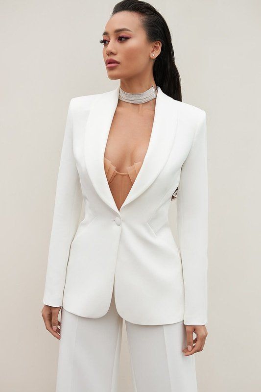 Caren jacket Isadora pants Top Lenora White